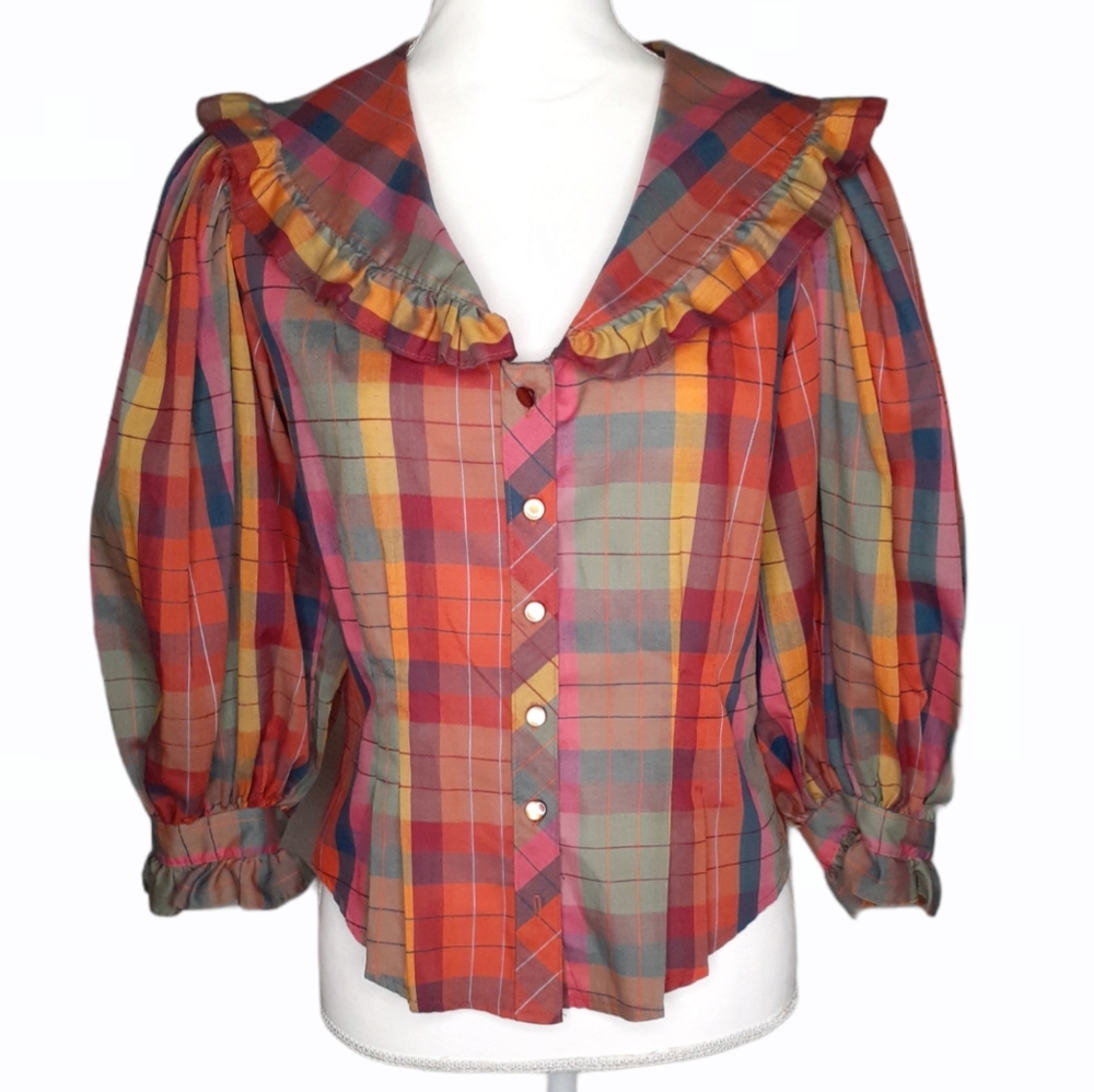 TJ's of California Vintage 70s 80s Plaid Top